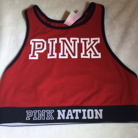 PINK Victoria's Secret Other - Pink Victoria Secret Red Sports Athletic Bra - White, Pink Logo W/ Black Trim  S